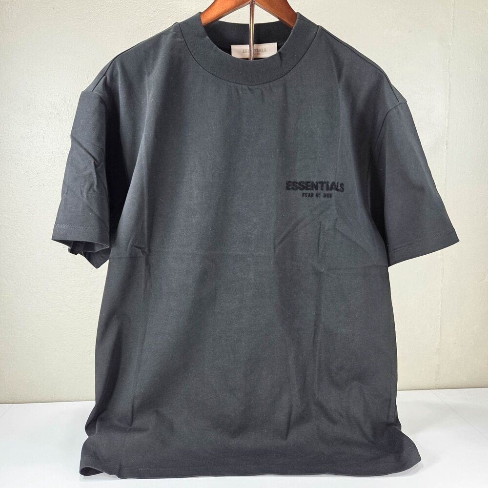 Fear of God Essentials SS22 Flocked Logo Boxy Oversized Crewneck Tee Sz S